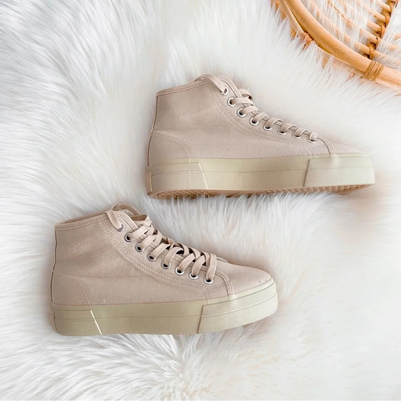 Vagabond Teddie Khaki Trainers High Top Sneakers Lace Up Beige Tan Platform - Picture 7 of 16